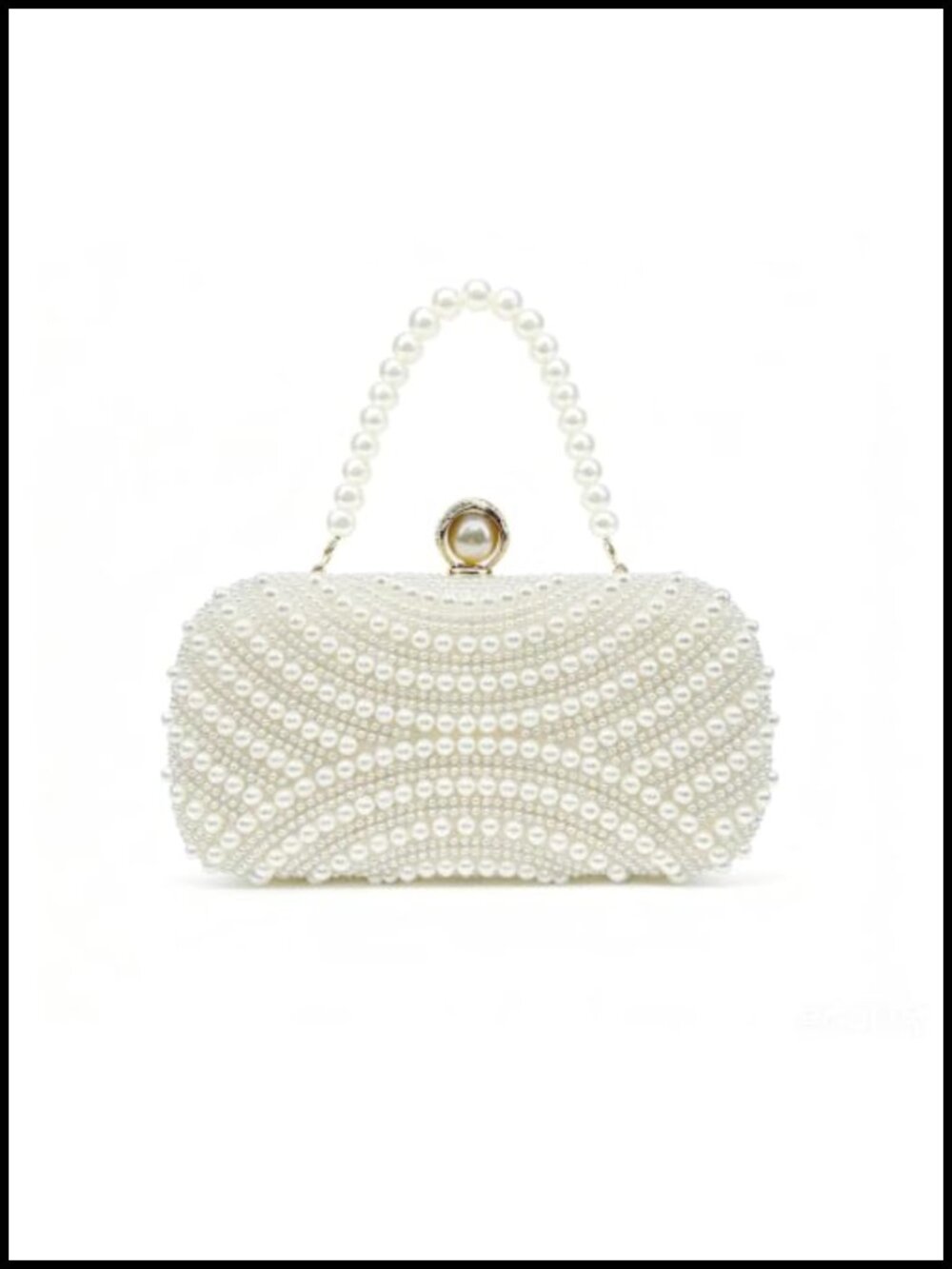 Pearl Clutch Purse for Women Crystal Beaded Evening Handbag Chain Strap